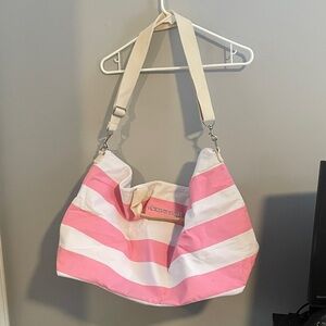 Victoria secret pink and white stripe large duffel bag